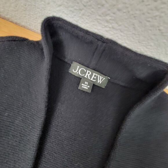 J.CREW Sweater Blazer Black Relaxed Cardigan Size XL Preppy Open Front Neutral - Picture 3 of 4